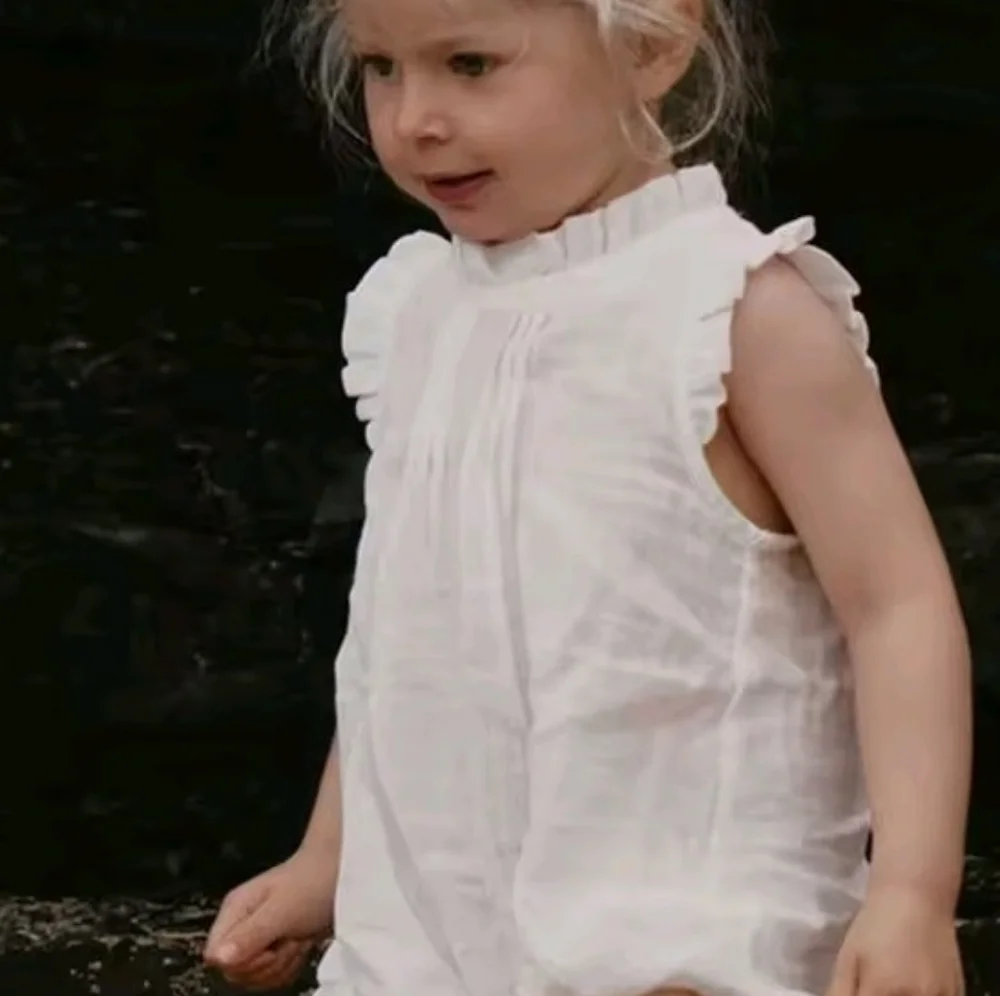 White Ruffled Kids Romper - Picture 1 of 4